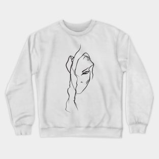 Lineart charming girl face Crewneck Sweatshirt